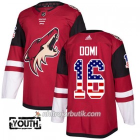 Barn Ishockey Arizona Coyotes Tröja Max Domi 16 Adidas 2017-2018 Röd USA Flag Fashion Authentic